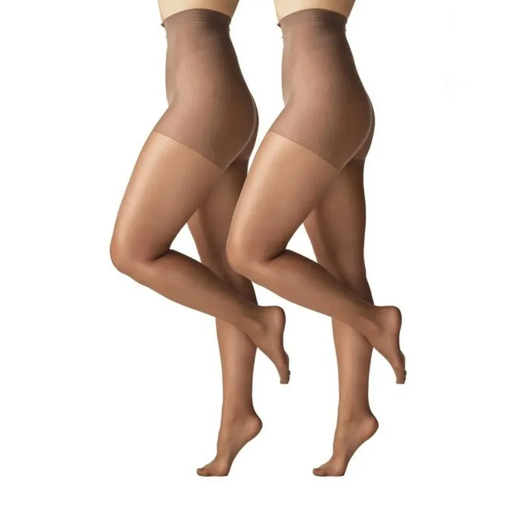 Silk Impressions Shimmer Sheer Pantyhose Stockings Sheer 2, 2-Packs M